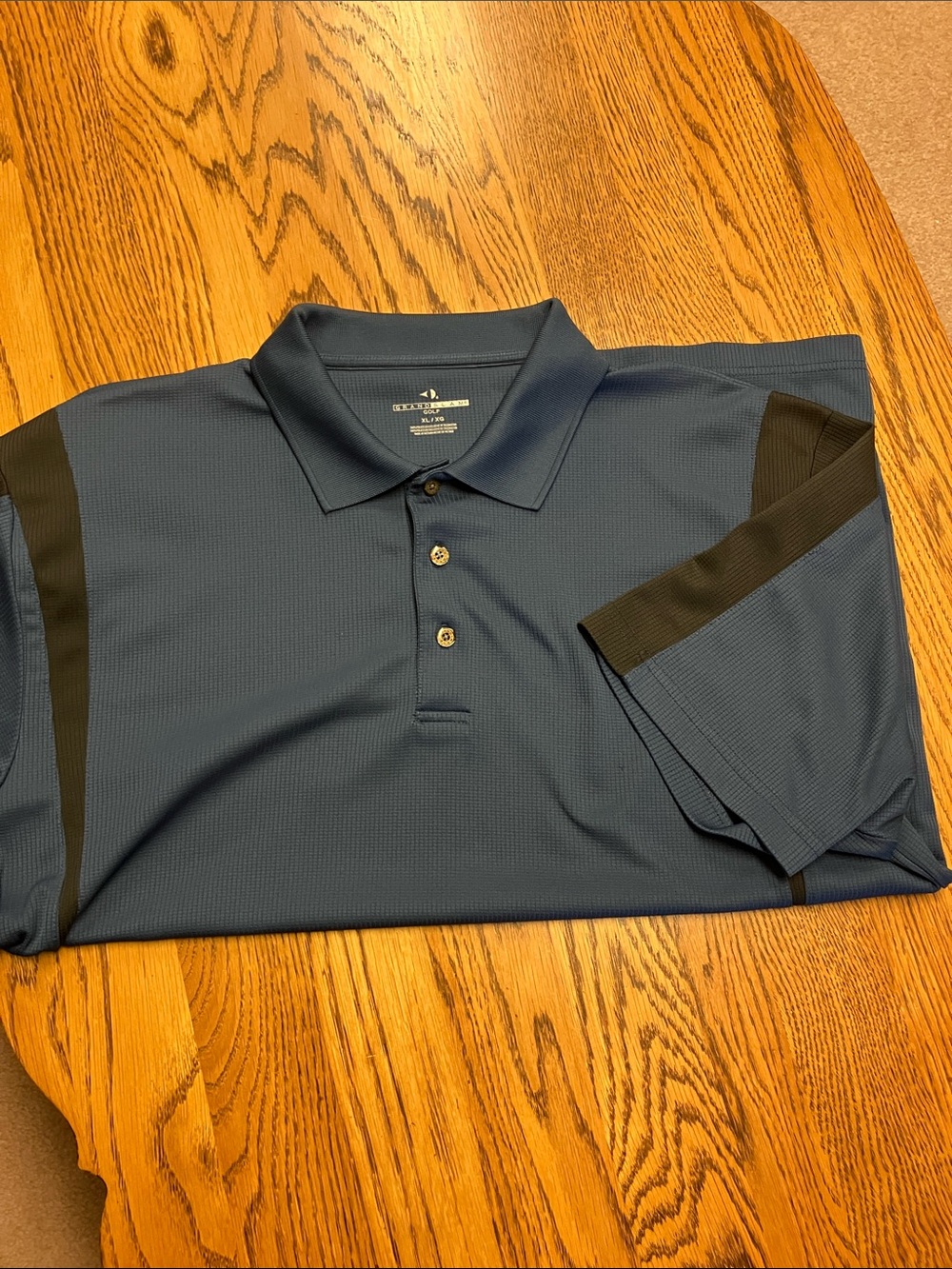 Grand Slam Men’s XL Golf Short Sleeve Polo Shirt Blue with Black Shoulder Trim